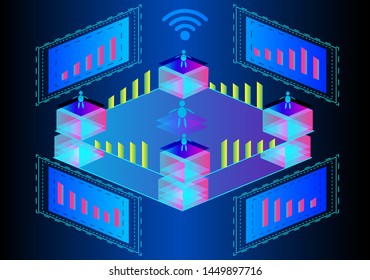 isometric digital network design. illustration.         