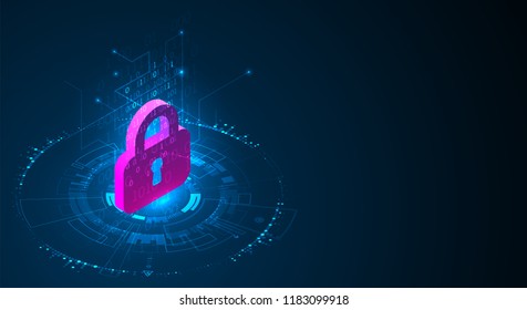 Isometric Digital Padlock. Abstract Technology Background. Vector Illustration