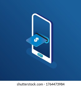 Isometric Digital Payment Vector Illustration. mobile phone vector. 