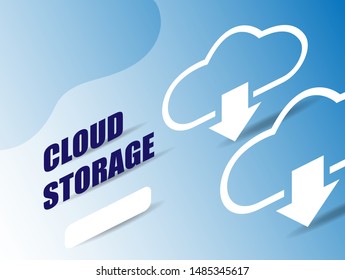 Isometric digital technology web banner. 3d cloud storage for marketing design. Data management. Banner, poster template.