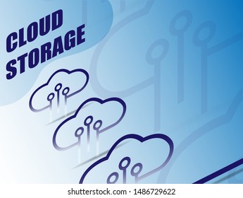 Isometric digital technology web banner. Abstract infographic template. Isometric data cloud storage network. 3d technology style. Blue background