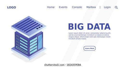 Isometric Digital Technology Web Banner. BIG DATA Machine Learning Algorithms. Analysis and Information. Big Data Access Storage Distribution Information Management and Analysis.