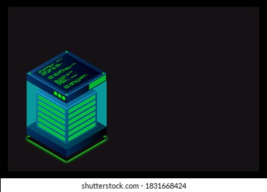 Isometric Digital Technology Web Banner. BIG DATA Machine Learning Algorithms. Analysis and Information. Big Data Access Storage Distribution Information Management and Analysis. Vector illustration