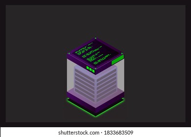 Isometric Digital Technology Web Banner. BIG DATA Machine Learning Algorithms. Analysis and Information. Big Data Access Storage Distribution Information Management and Analysis. Vector illustration