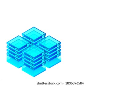 Isometric Digital Technology Web Banner. BIG DATA Machine Learning Algorithms. Analysis and Information. Big Data Access Storage Distribution Information Management and Analysis.