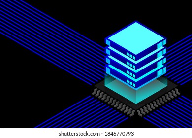 Isometric Digital Technology Web Banner. BIG DATA Machine Learning Algorithms. Analysis and Information. Big Data Access Storage Distribution Information Management and Analysis.