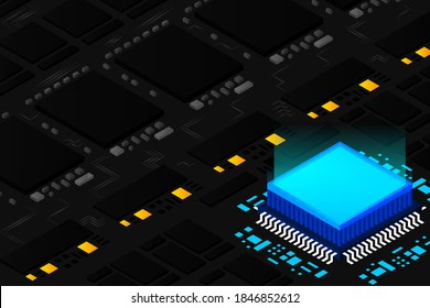 Isometric Digital Technology Web Banner. BIG DATA Machine Learning Algorithms. Analysis and Information. Big Data Access Storage Distribution Information Management and Analysis.