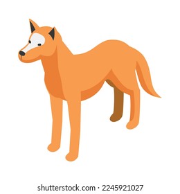 Isometric dingo dog on white background 3d vector illustration