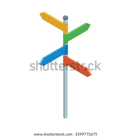 Isometric Direction Signpost. Wayfinding Direction