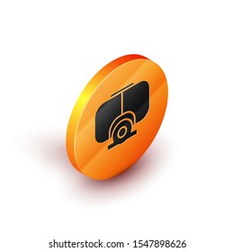 Isometric Diving mask icon isolated on white background. Extreme sport. Diving underwater equipment. Orange circle button. Vector Illustration