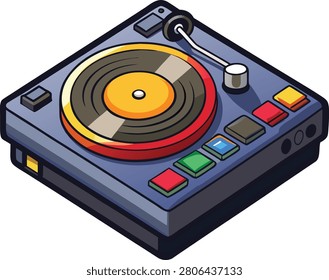 Isometric DJ Turntable with Colorful Buttons dj turntable