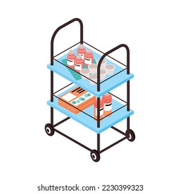 Isometric doctor nurse hospital workers composition with isolated clinic icons on blank background vector illustration