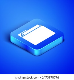 Isometric Document folder icon isolated on blue background. Accounting binder symbol. Bookkeeping management. Blue square button. Vector Illustration Isometric Document folder icon isolated on blue background. Accounting binder symbol. Bookkeeping management. Blue square button. Vector Illustration