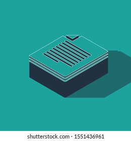 Isometric Document icon isolated on green background. File icon. Checklist icon. Business concept.  Vector Illustration