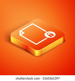 Isometric Document and lock icon isolated on orange background. File format and padlock. Security, safety, protection concept.  Vector Illustration