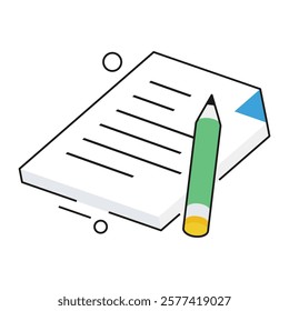 Isometric document with signature and graph, designed for legal platforms, business agreements, and corporate contract systems.