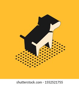 Isometric Dog icon isolated on yellow background.  Vector Illustration