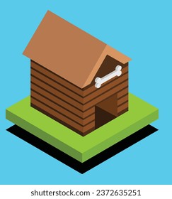 isometric dog kennel test vector design illustration