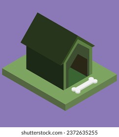 isometric dog kennel test vector design illustration