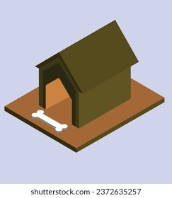 isometric dog kennel test vector design illustration