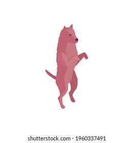 Isometric dog training cynologist composition with isolated character of dog standing on hind legs vector illustration