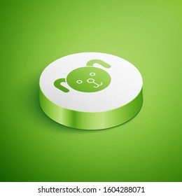 Isometric Dog zodiac sign icon isolated on green background. Astrological horoscope collection. White circle button. Vector Illustration