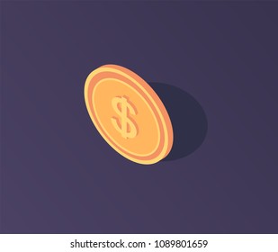 Isometric dollar gold coin vector design
