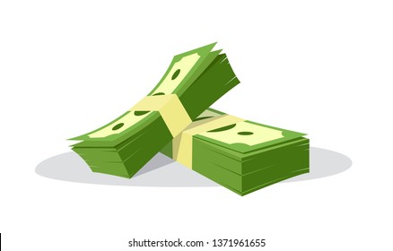 Isometric dollars bundles, isolated. Vector isometric money illustration on a white background.