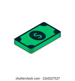 Isometric dollars bundles scattered isolated on white background. vector isometric. Flat vector money.