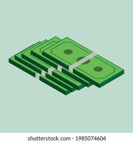 Isometric dollars bundles. Vector isometric money icon with a wonderful background