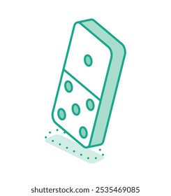 Domino isométrico. Ilustração vetorial. Objeto de contorno isolado em branco. Ícone para site e videogame.