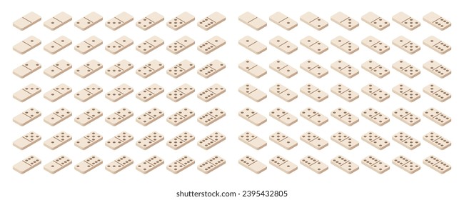 Isometric dominoes set. Left and right side. Vector