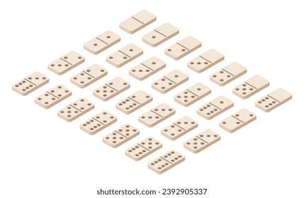 Isometric dominoes set. Vector casino clipart. 