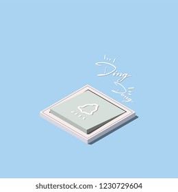 Isometric Doorbell Icon,Flat Design,