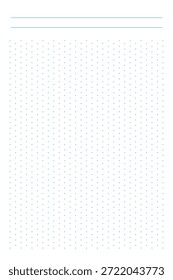 Isometrisches Punktgraphiepapier. Blatt mit isometrischem gepunktetem Hintergrund. Geometrisches Muster für Schule, Tapete, Texturen, Notizbuch. Leer auf weißem Hintergrund.