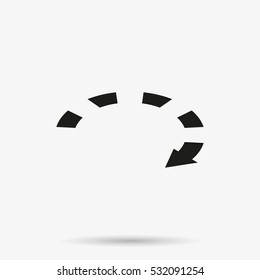 Isometric dotted bar circle arrow icon.