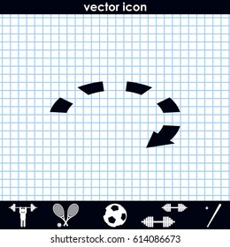 Isometric dotted bar circle arrow icon.