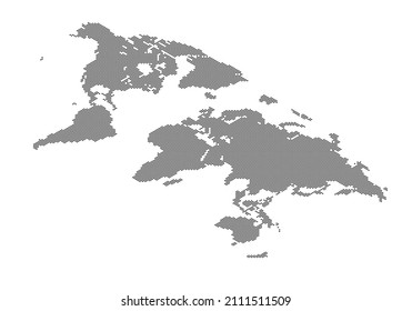 Mapa isométrico de la tierra con puntos. Mapa mundial formado por puntos. Mapa global con continentes como áfrica, américa, eurasia, europa asia y australia. Puntos sobre fondo blanco. Ilustración vectorial.