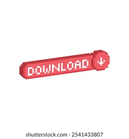 isometrische Download-Taste 8-Bit Text herunterladen Pixel Art 8-Bit für Spiel