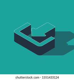 Isometric Download icon isolated on green background. Upload button. Load symbol. Arrow point to down.  Vector Illustration