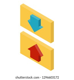 Isometric download and upload icon. Flat design. Vector.