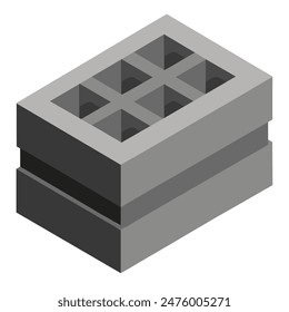 An isometric drawing showing a concrete block on a plain white background