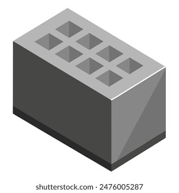 An isometric drawing showing a concrete block on a plain white background