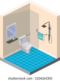 Isometric Drawing Simple Bathroom Stock Vector (Royalty Free