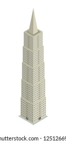 Isometric drawing of a skyscraper against white