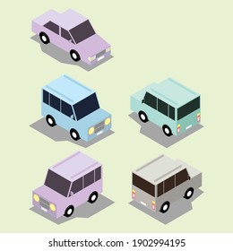 Als Symbol, Logo oder Avatar kann man die Symbolzeichnung von SUV Car, Zwei-Punkte-View- und Spiegelbeispiele mit Schatten, Farbmuster von Pastellfarben, Flaat-Cartoon-Vektorgrafik verwenden.