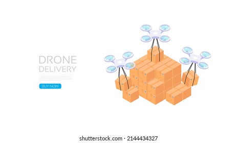 Isometric Drone Delivery, Online Delivery Service