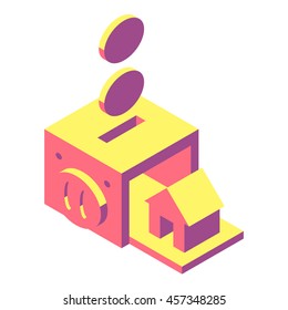 isometric drops piggy bank, vector