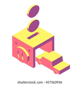 isometric drops piggy bank, vector