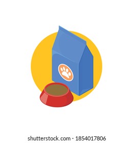 Isometric Dry Dog Food Bowl Isometric Icon